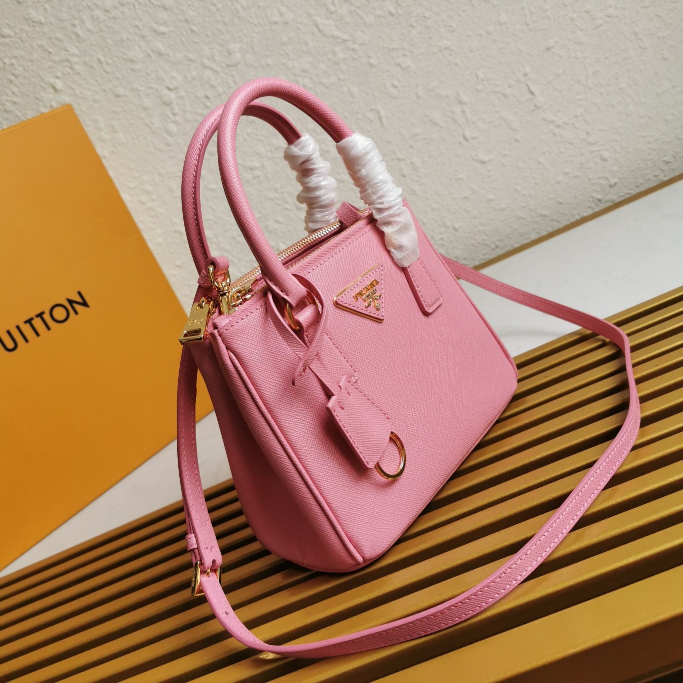 Prada Mini Galleria Bag In Pink Saffiano Leather 399