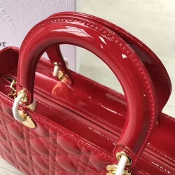 Dior Large Lady Dior Bag In Red Patent Leather 058
