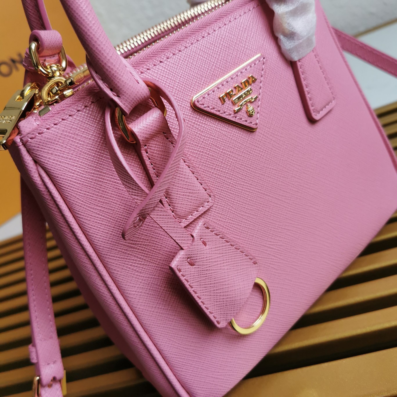 Prada Mini Galleria Bag In Pink Saffiano Leather 399