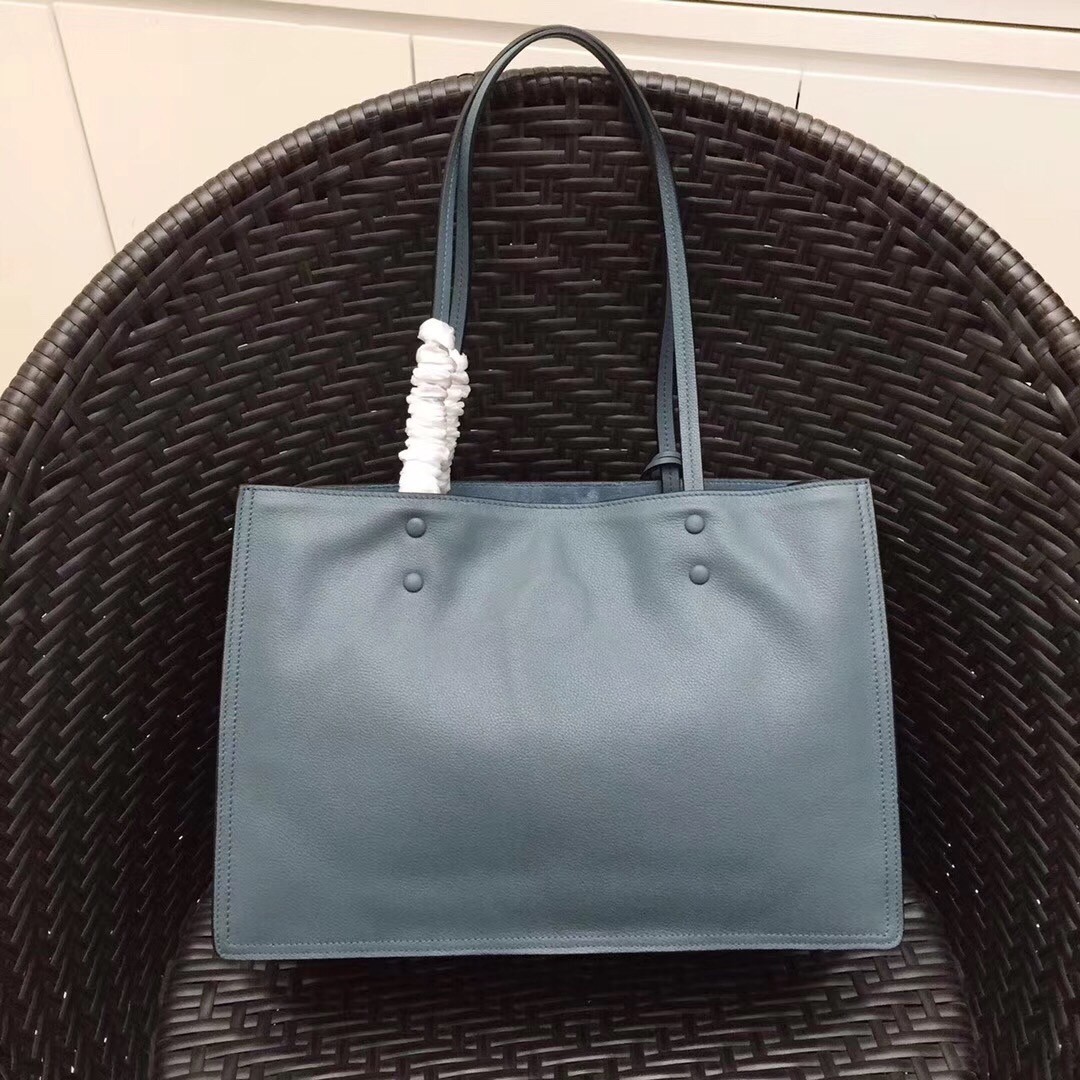 Prada Etiquette Tote Bag In Blue Calf Leather 421