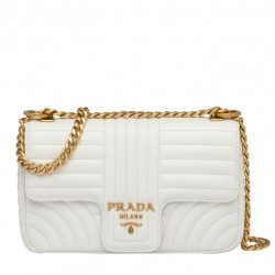 Prada Medium Diagramme Flap Bag In White Calfskin 433