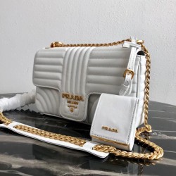 Prada Medium Diagramme Flap Bag In White Calfskin 433