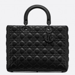 Dior Large Lady Dior Ultra-Matte So Black Bag 095