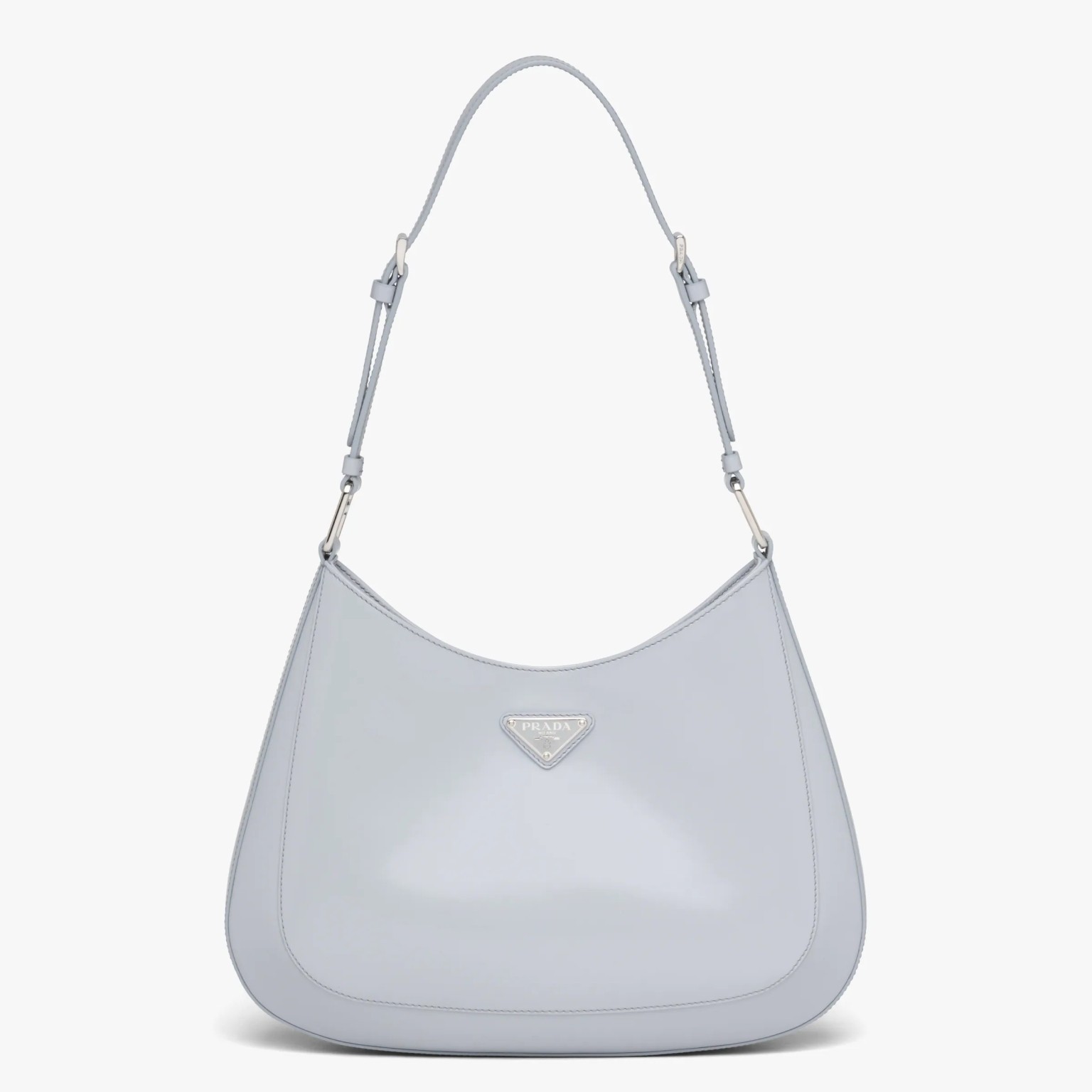 Prada Cleo Shoulder Large Bag In Blue Brushed Leather 960