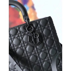 Dior Large Lady Dior Ultra-Matte So Black Bag 095