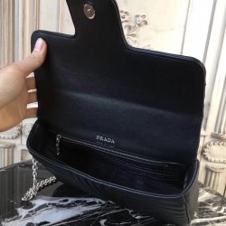 Prada Diagramme Flap Bag In Black Calfskin 990