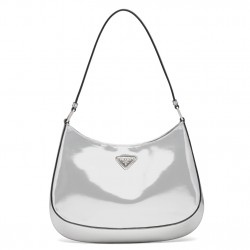 Prada Cleo Small Shoulder Bag In Silver Brushed Leather 365