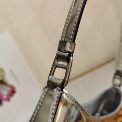 Prada Cleo Small Shoulder Bag In Silver Brushed Leather 365