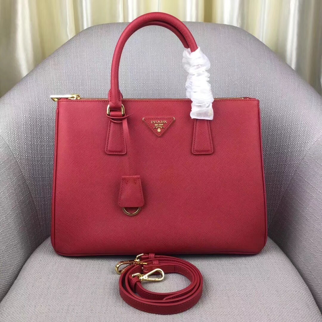 Prada Medium Galleria Bag In Red Saffiano Leather 109