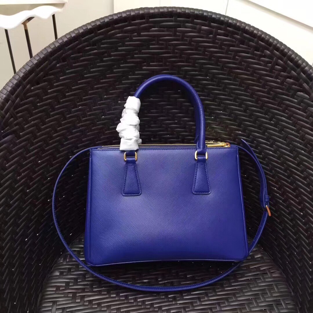 Prada Small Galleria Bag In Blue Saffiano Leather 267