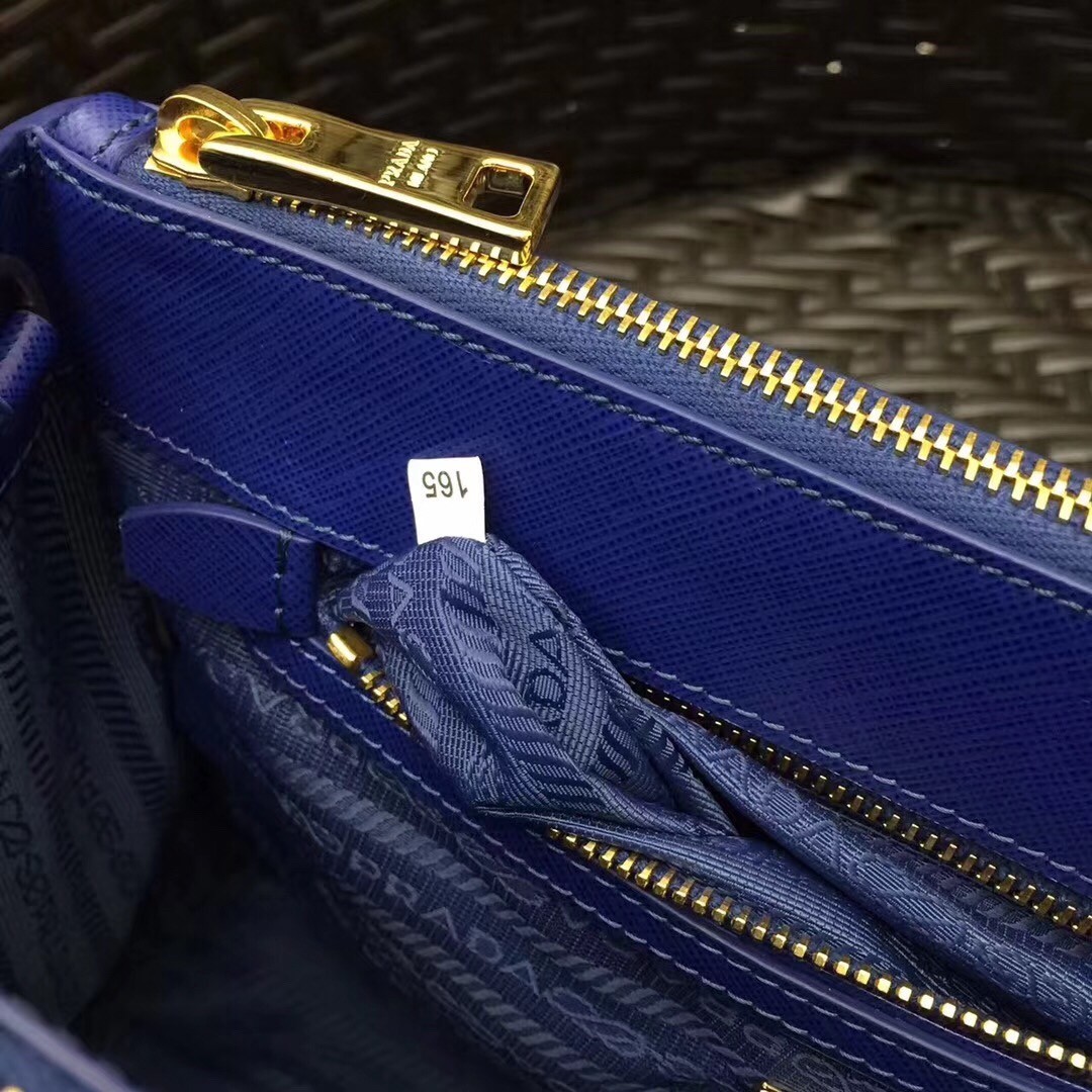 Prada Small Galleria Bag In Blue Saffiano Leather 267