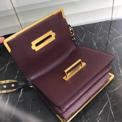 Prada Cahier Shoulder Bag In Bordeaux/Black Leather 671