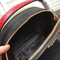 Prada Odette Black Saffiano And Red Crocodile Bag 651