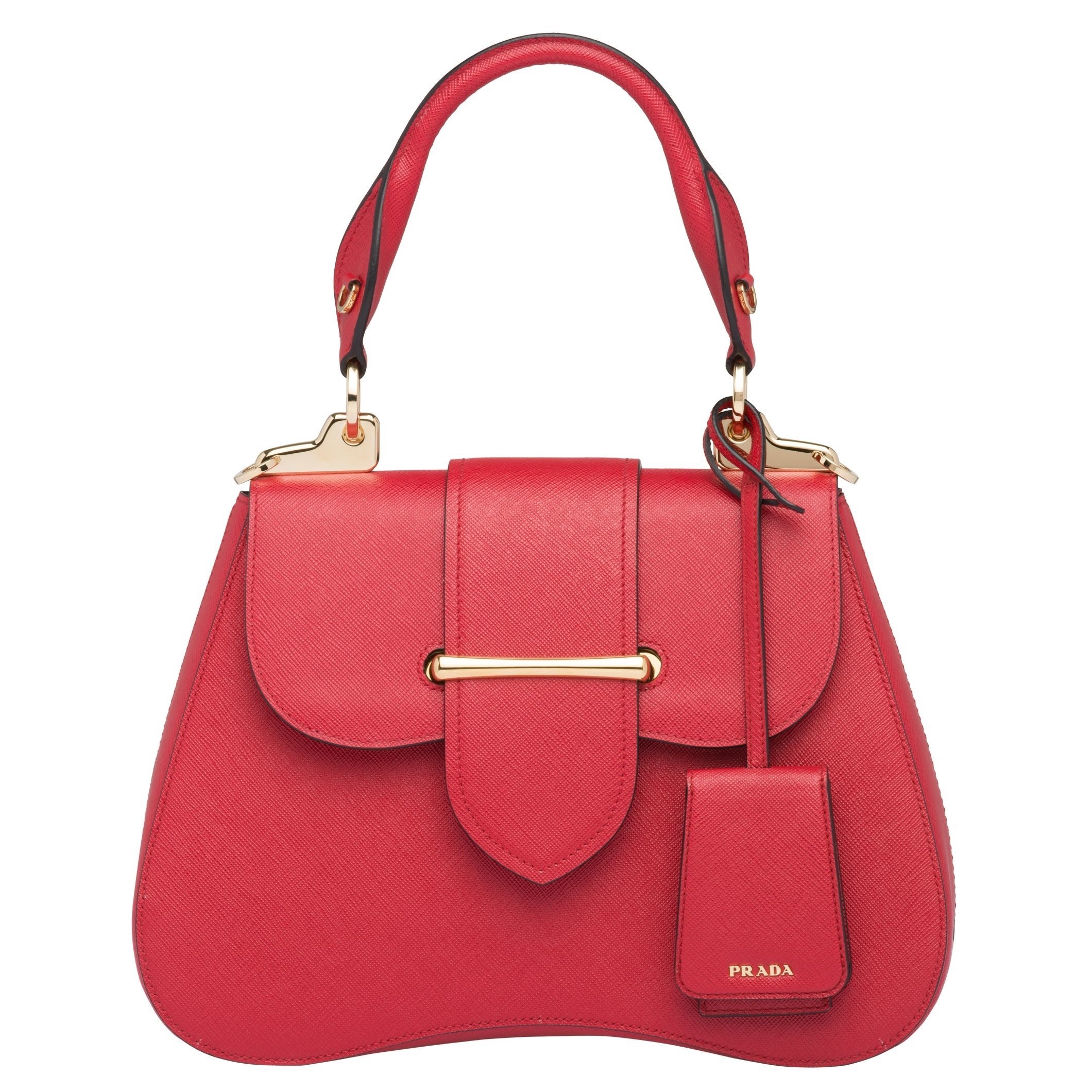 Prada Red Large Sidonie Saffiano Leather Bag 962