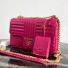 Prada Medium Diagramme Flap Bag In Rose Red Calfskin 985