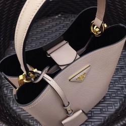 Prada Nude Saffiano North South Double Medium Bag 770