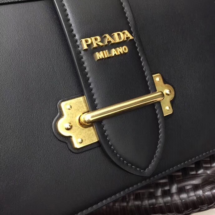 Prada Large Cahier Bag In Black Leather 120