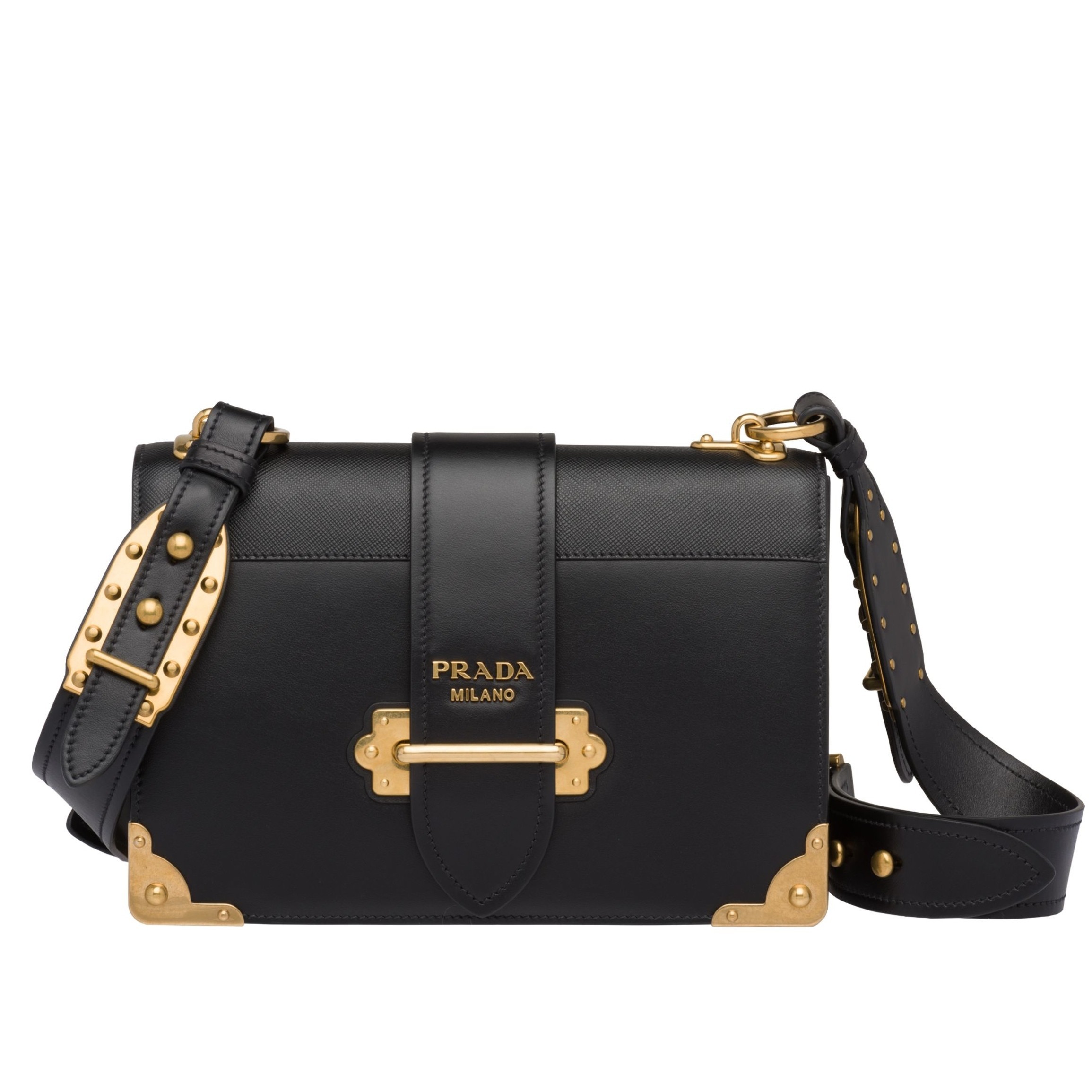 Prada Large Cahier Bag In Black Leather 120