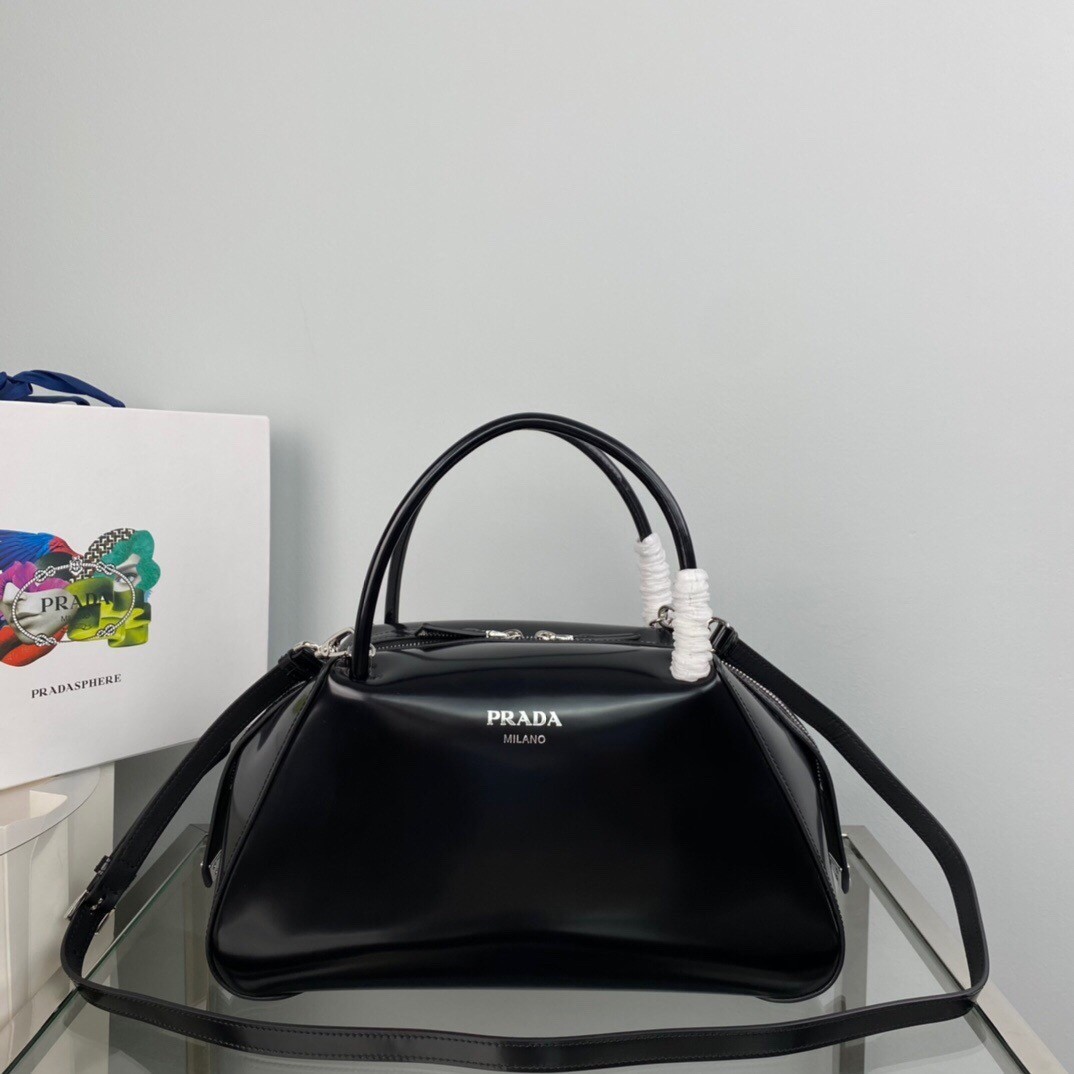 Prada Supernova Medium Handbag In Black Brushed Leather 144