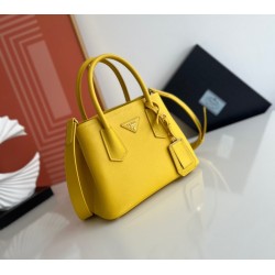 Prada Double Mini Bag In Yellow Saffiano Leather 116