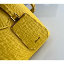 Prada Double Mini Bag In Yellow Saffiano Leather 116