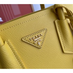 Prada Double Mini Bag In Yellow Saffiano Leather 116