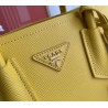 Prada Double Mini Bag In Yellow Saffiano Leather 116