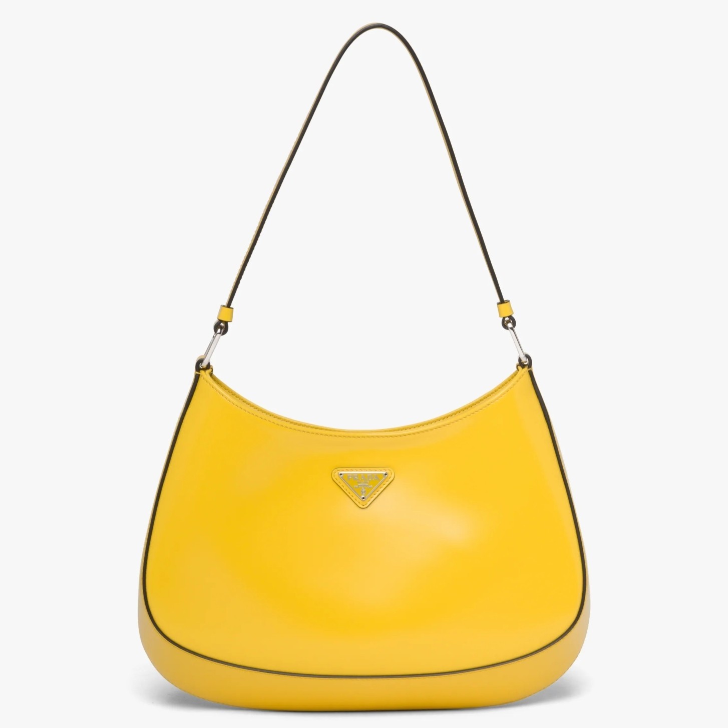 Prada Cleo Shoulder Small Bag In Yellow Brushed Leather 923