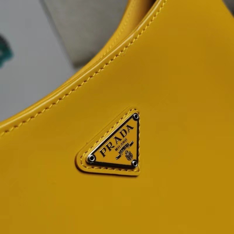 Prada Cleo Shoulder Small Bag In Yellow Brushed Leather 923