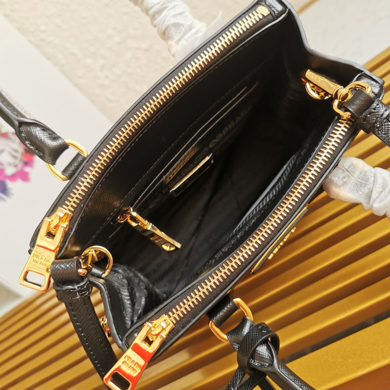 Prada Mini Galleria Bag In Black Saffiano Leather 943