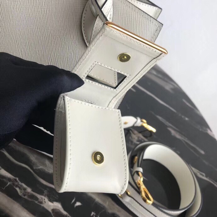 Prada Large Monochrome Bag In White Saffiano Leather 462