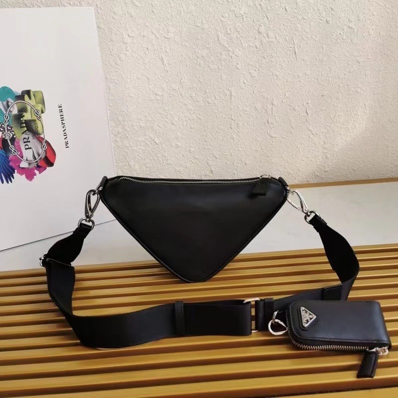 Prada Triangle Shoulder Bag In Black Leather 806