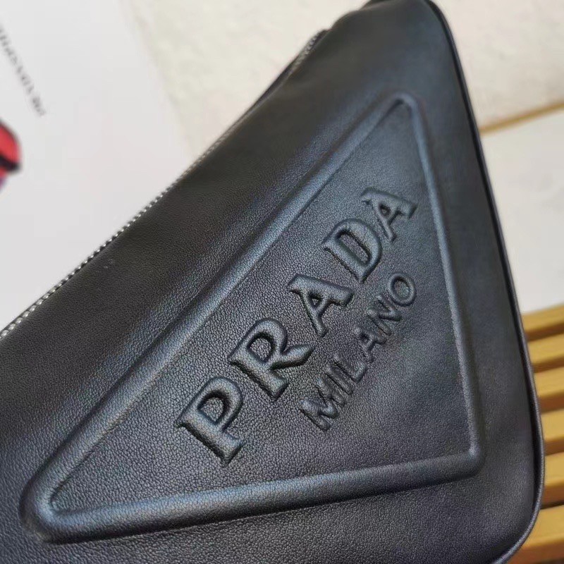 Prada Triangle Shoulder Bag In Black Leather 806