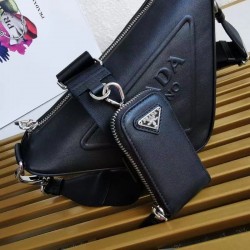 Prada Triangle Shoulder Bag In Black Leather 806