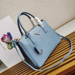 Prada Small Galleria Bag In Celeste Saffiano Leather 362