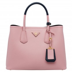 Prada Bicolor Double Medium Pink Saffiano Bag 389