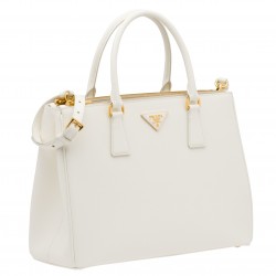 Prada Medium Galleria Bag In White Saffiano Leather 241