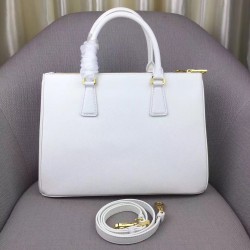 Prada Medium Galleria Bag In White Saffiano Leather 241