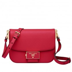 Prada Embleme Bag In Red Saffiano Leather  266
