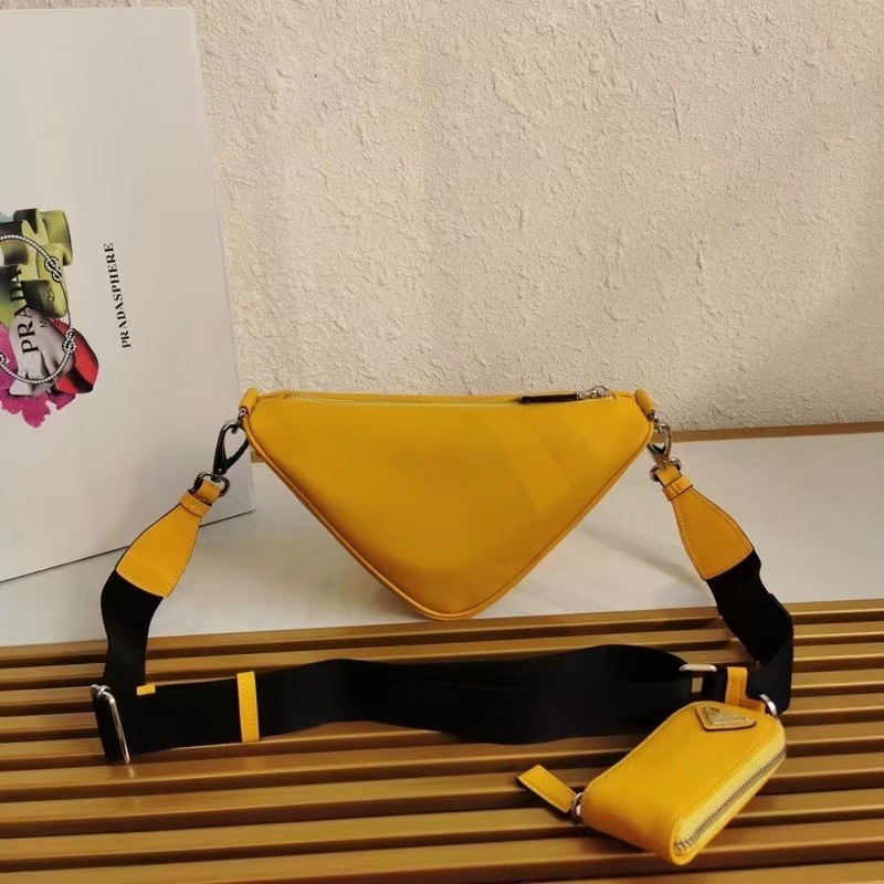 Prada Triangle Shoulder Bag In Yellow Leather 228