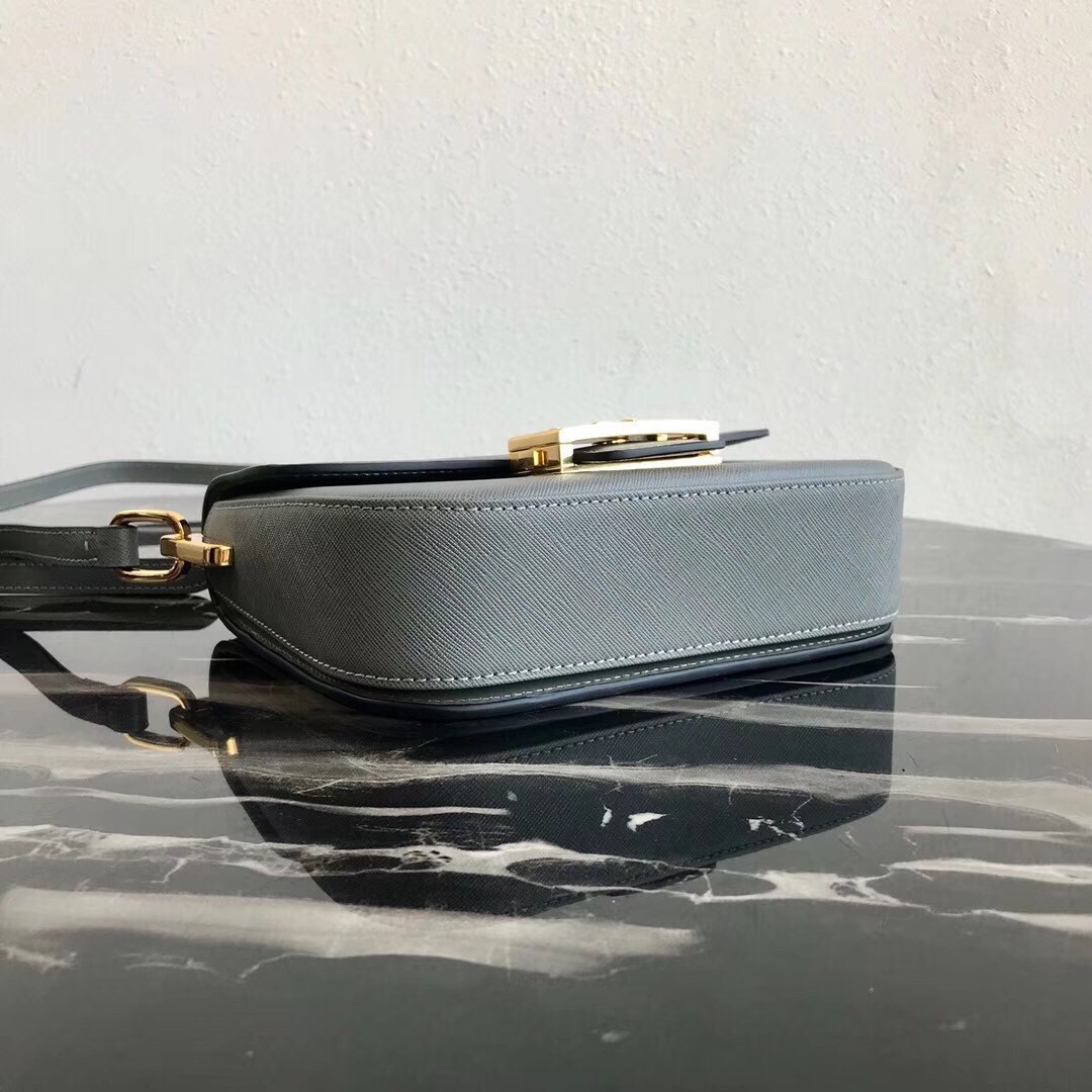 Prada Embleme Bag In Grey Saffiano Leather  829
