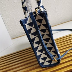 Prada Symbole Small Bag In White/Blue Jjacquard Fabric 944