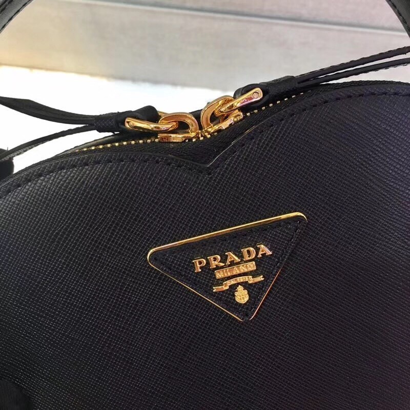 Prada Odette Heart Bag In Black Saffiano Leather 985