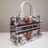 Dior Small Book Tote In White Camouflage With Flowers 725