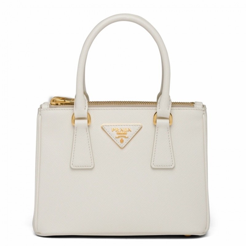 Prada Mini Galleria Bag In White Saffiano Leather 618