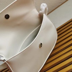 Prada White Brushed Leather Cleo Shoulder Bag with Flap 417