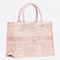 Dior Small Book Tote In Pink Toile De Jouy Canvas 157