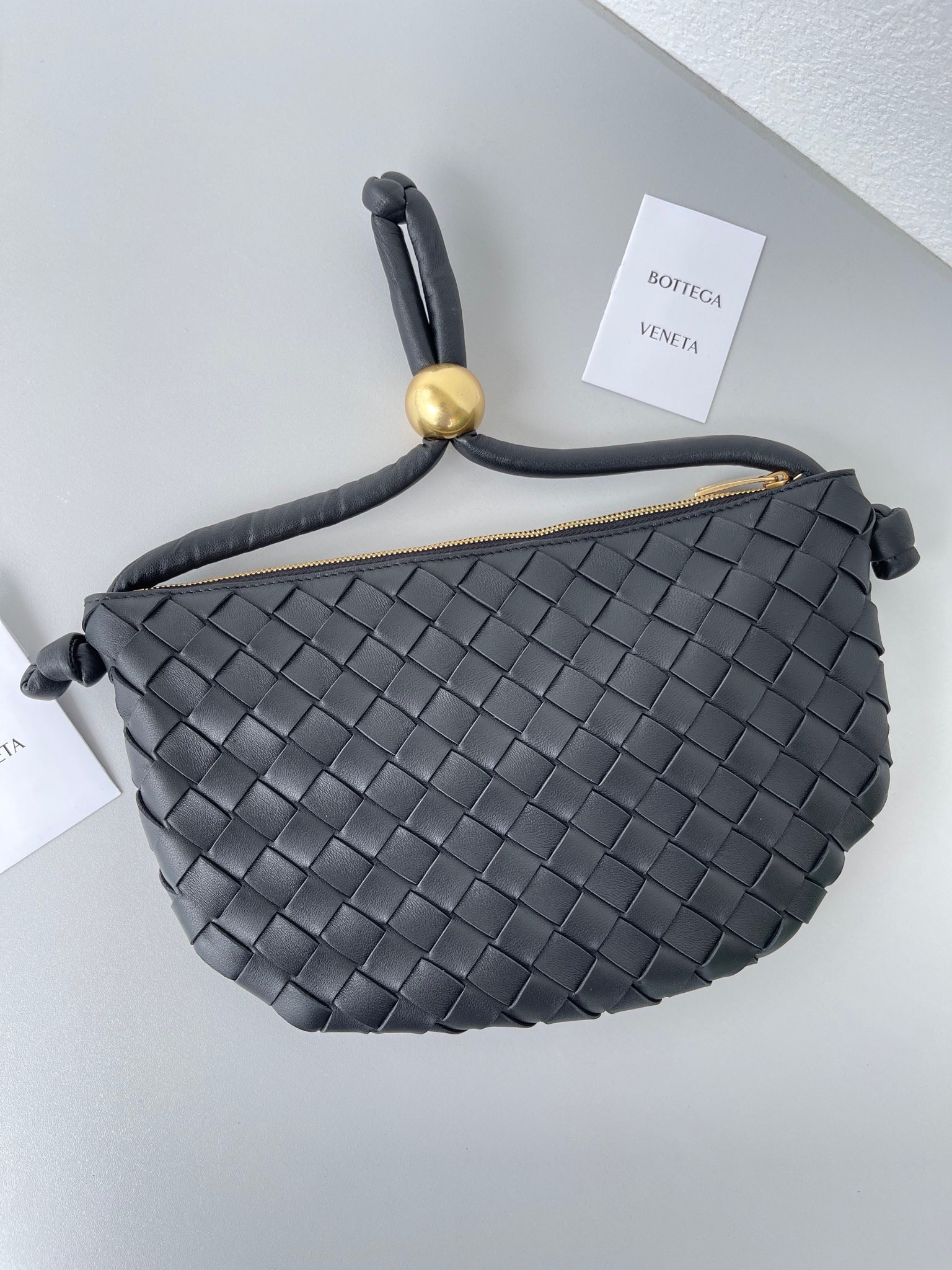 Bottega Veneta Turn Bag In Black Intrecciato Lambskin 763