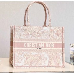 Dior Small Book Tote In Pink Toile De Jouy Canvas 157