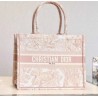 Dior Small Book Tote In Pink Toile De Jouy Canvas 157